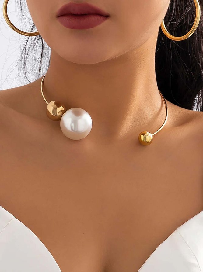 Damen Geometrisch Alle Jahreszeiten Elegant Perle Täglich Perle Halsband Halsketten
