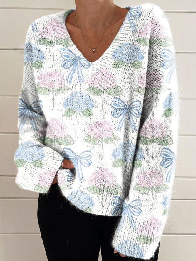 Damen Casual Geblümt Frühling/Herbst Täglich Weit Langarm Regelmäßig H-Linie Regelmäßig Bluse