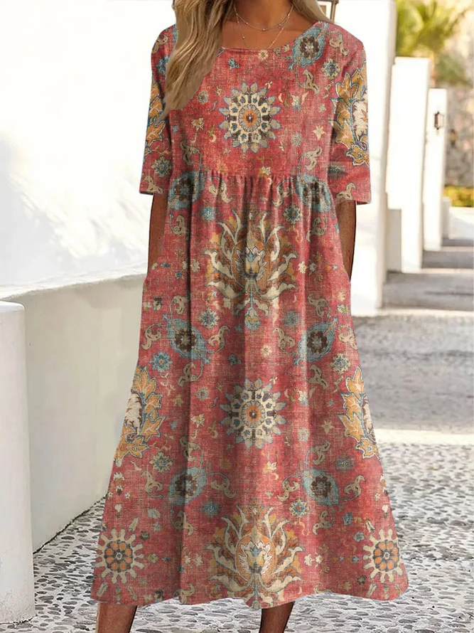 Damen Casual Geblümt Sommer Polyester Normal Maxikleid H-Linie Etuikleid Nein Kleider