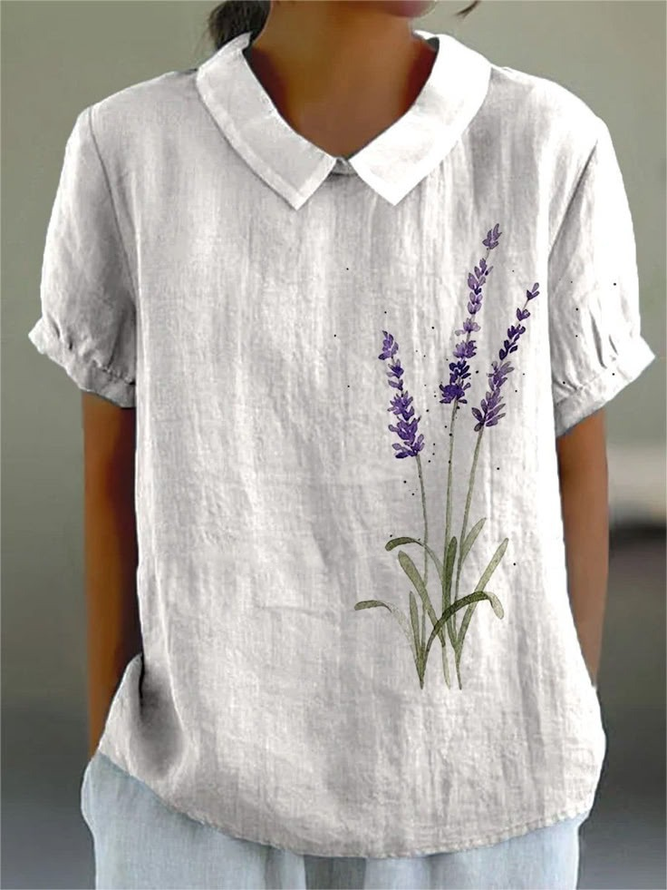 Damen Elegant Geblümt Sommer Polyester Täglich Halbarm Regelmäßig H-Linie Regelmäßig Bluse
