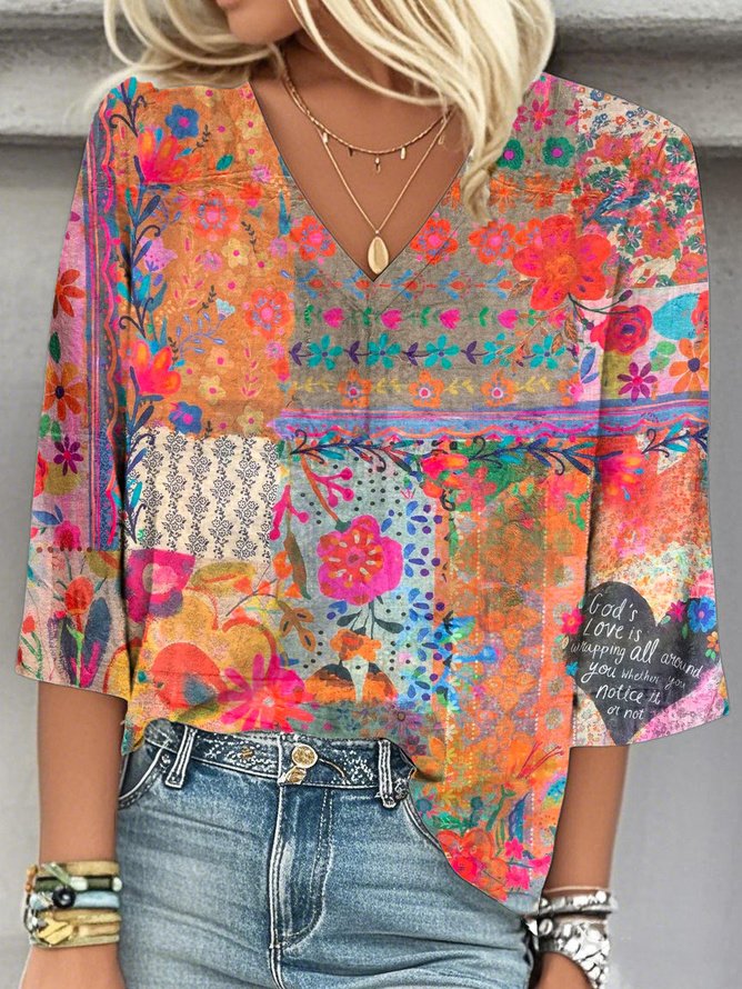 Damen Casual Frühling/Herbst Multifarben Block Keine Elastizität Pendeln Weit Regelmäßig Regelmäßig Nein Bluse