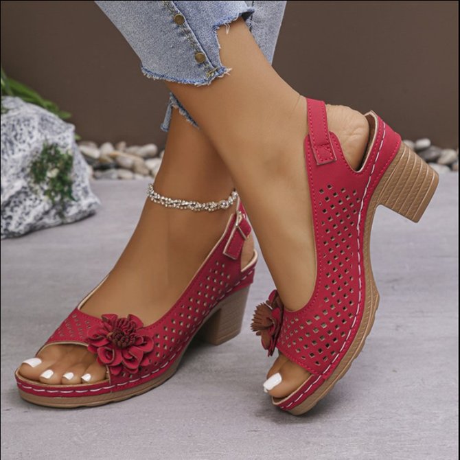 Damen Casual Unifarben Sommer Täglich Leder Oben offen Rutschfest Gummi Verstellbare Schnalle Pantolette