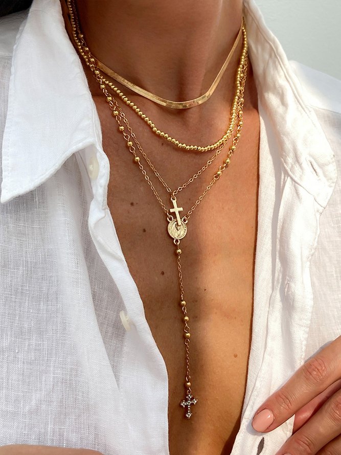 Damen Casual Unifarben Alle Jahreszeiten Täglich Metall Schicht Sets Halsketten