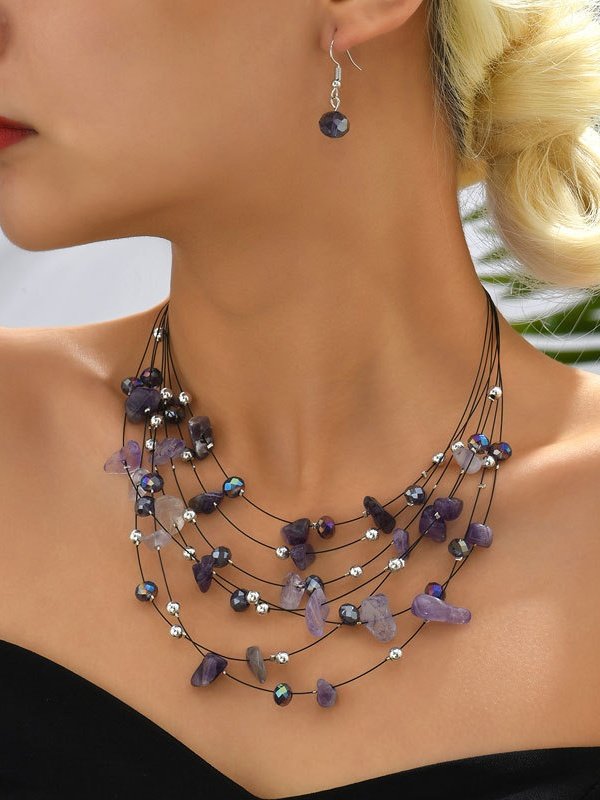 Damen Geometrisch Westlicher Stil Alle Jahreszeiten Kristall Täglich Metall Retro Stil Kettenhalsketten Halsketten