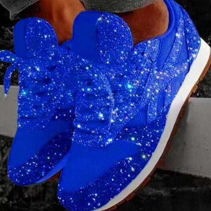 Damen Muffin Strass Neu Kristall Plateau Sneakers
