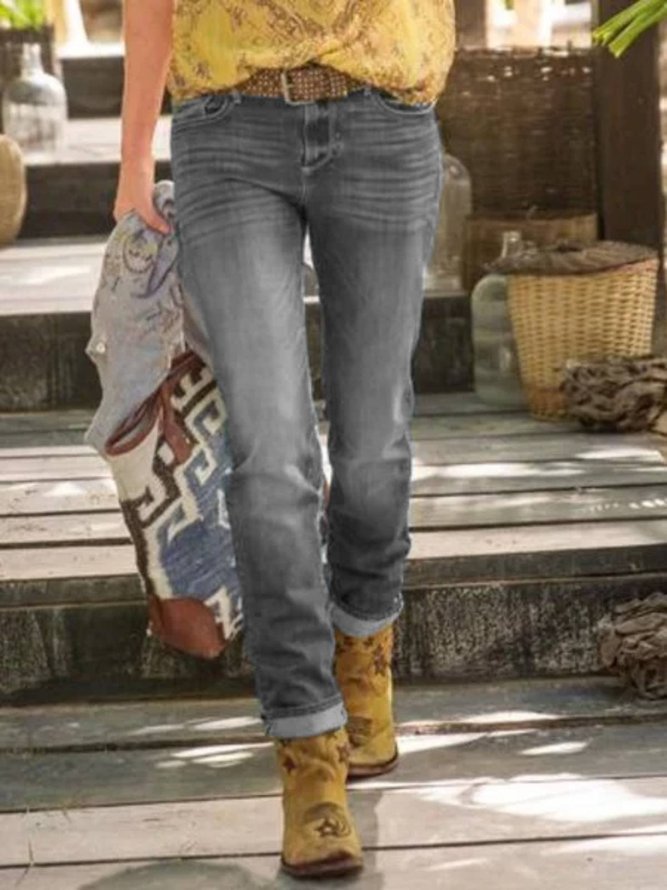Unifarben Lässige Denim Hosen