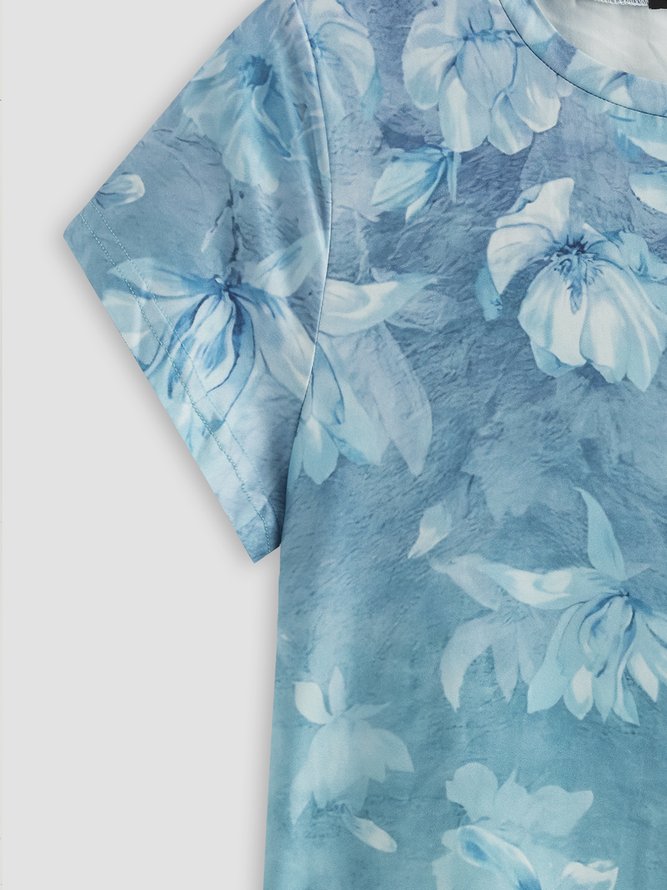 Blumenmuster Urlaub Bluse T-Shirt Große Größen