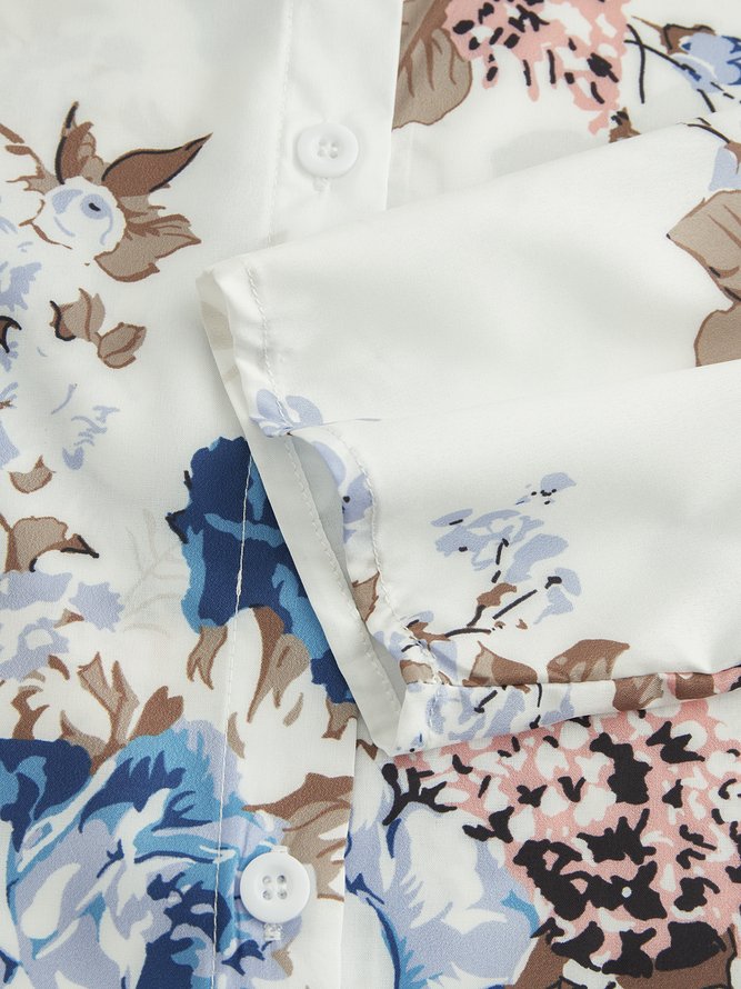 Geblümt Lässig Urlaub Regelmäßige Passform Baumwollgemisch Shirts & Blusen