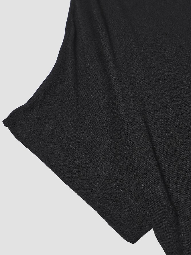 Unifarben Baumwolle Lässig Kurzarm Blusen & Shirts