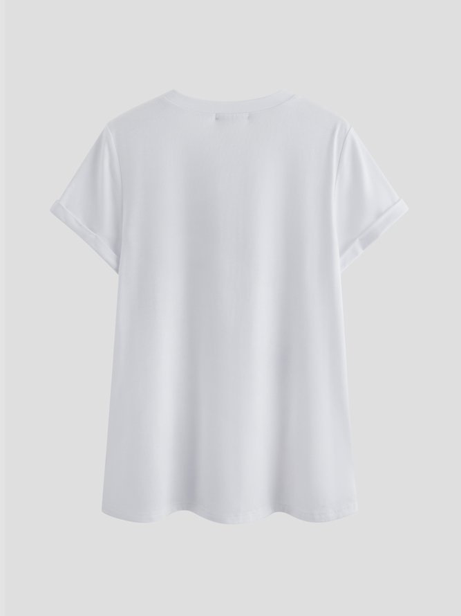 Regelmäßige Passform Lässig Rundhals Shirts & Bluse Bedruckenn