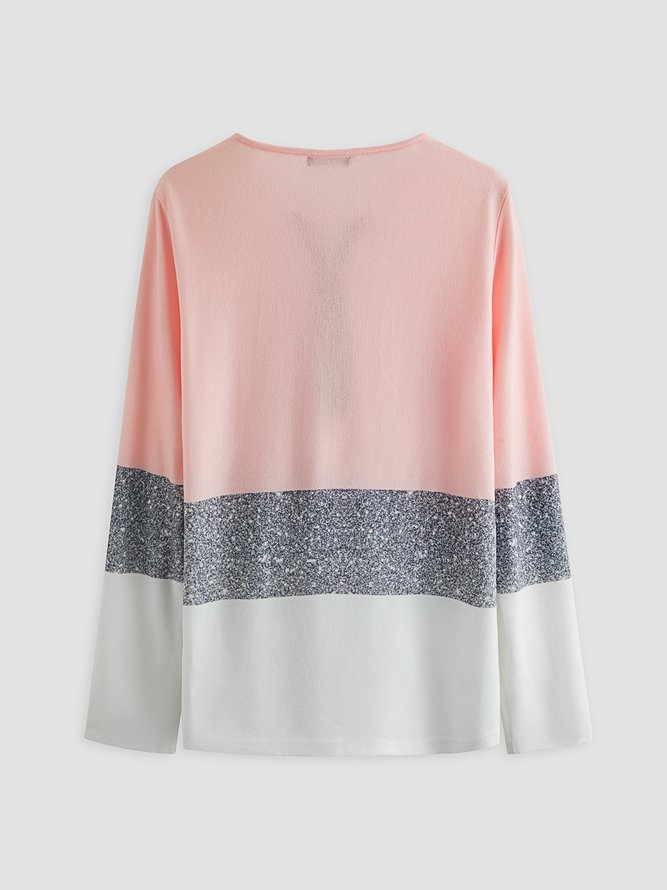 Einfach Baumwollgemisch V-Ausschnitt Blusen & Shirts