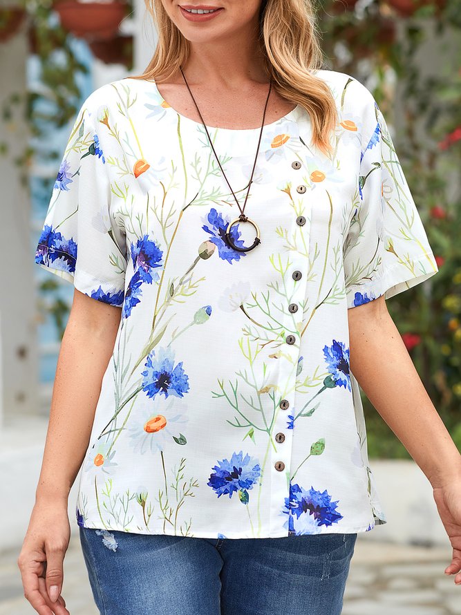 Rundhals Locker Print Shirts & Blusen