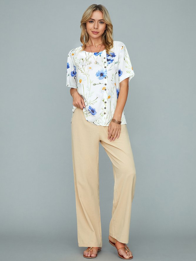 Rundhals Locker Print Shirts & Blusen