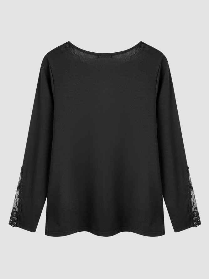V-Ausschnitt Baumwollgemisch Lässig Shirts & Blusen