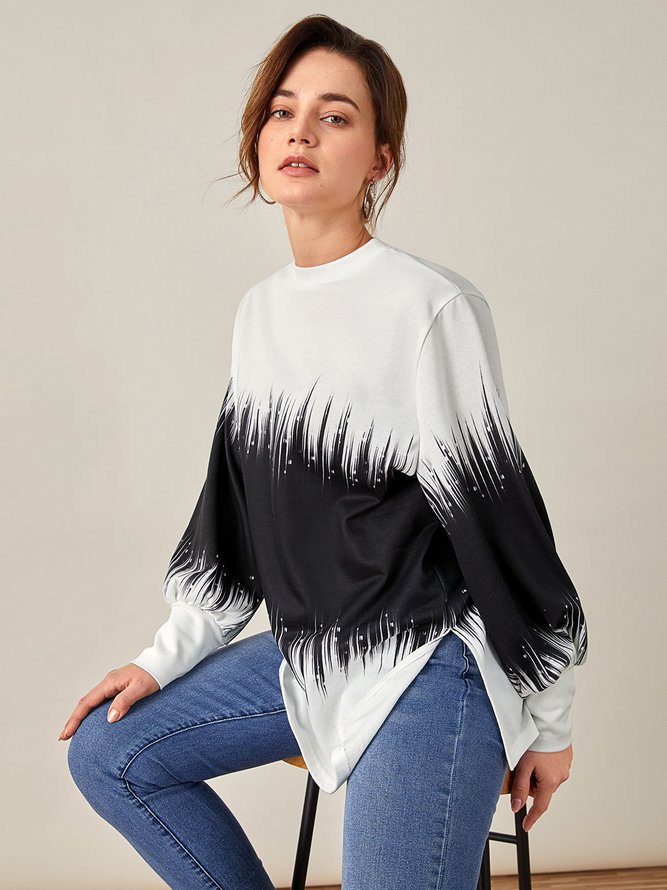 Baumwollgemisch Farbblock Sweatshirt