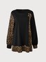 Lässig Leopard Print Patchwork Langarm Shirts & Blusen