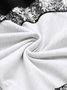Farbblock Herbst Urban Normal Mikroelastizität Regelmäßige Passform Asymmetrisch T-Shirt Kleid Regelmäßig Kleider für Damen