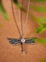 Ethnisch Normal Opal Libelle Muster Pendant Halskette jeden Tag Retro Schmuck