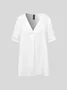 Damen Kurzarm Bluse Sommer Weiß Unifarben Perforiert Schalkragen Täglich Ausgehen Einfach Oberteile