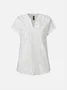Damen Leinenbluse Sommer Weiß Einfach V-Ausschnitt Shirts