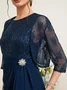 Damen Abendkleid Zweiteiliges Set Spitze Elegant Rundhals Unifarben Frühling Herbst Mantel mit Rock X-Linie