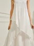 Damen Leinenkleid Weiß Sommerkleid Lang Tanktop Kleid