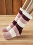 Lässig Kontrast Farbe Gestreift Plus Vlies Socken Zuhause Socken für den Boden