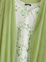 Zwei Stücke Regelmäßige Passform Blätter Langarm Gewebe Kleid