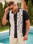 Herren Retro Musik Print Lässig Revers Kurzarm Hawaiische Shirts