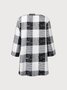 Lässig Kariert Herbst Polyester V-Ausschnitt Leicht Täglich 3/4 Ärmel H-Linie Bluse für Damen