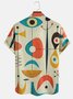 Lässig Kunst Sammlung Mitte des Jahrhunderts Retro Streifen Geometrisch Farbblock Muster Revers Kurzarm Bluse Print Oberteile