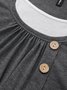Lässig Unifarben Knopfverzierung Lange Ärmel Gestrickt Bluse