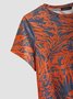 Regelmäßige Passform Kurzarm T-Shirt mit Blättermuster