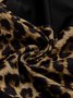 Lässig Leopard Print Patchwork Langarm Shirts & Blusen