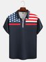 Lässig festlich Sammlung Geometrisch Streifen Farbblock amerikanisch Flagge Muster Revers Kurzarm Polo Print Oberteile