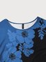 Lässig Geblümt Herbst Täglich Weit H-Linie Regelmäßig Mittel Elastizität Regelmäßig Größe T-Shirt für Damen