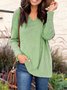 Khaki Langarm V-Ausschnitt Baumwollmischung Shirts & Blusen