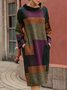 Taschen Stehkragen Damenkleider Ausgehen Geometrisch Strickkleid