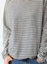 Weiß-Schwarz Langarm Baumwolle Einfach & Basic Shirts & Blusen