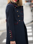 Marineblau Langarm Paneeliert Unifarben Mantel