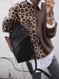 Khaki Leopardenmuster Langarm Pullover