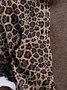 Khaki Leopardenmuster Langarm Pullover