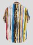 Herren Brust Taschen Gestreift Baumwolle Shirts