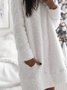 Weiß Rundhals Baumwollmischung Lässig Patchwork Kleider