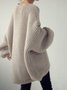 Langarm V-Ausschnitt Lässig Pullover