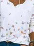 Weiß Lässig Blumenmuster Langarm Blusen & Shirts