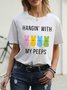 Damen Print Kurzarm T-Shirts T-Shirt Rundhals Lässig Sommer Oberteile