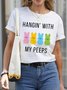 Damen Print Kurzarm T-Shirts T-Shirt Rundhals Lässig Sommer Oberteile