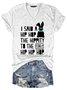 Damen Buchstabe Kurzarm T-Shirts T-Shirt V-Ausschnitt Lässig Sommer Oberteile