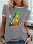 Damen Buchstabe Kurzarm T-Shirts T-Shirt Rundhals Lässig Sommer Oberteile